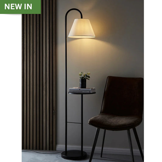 SoCo Lighting Donnall Black Shelf Floor Lamp