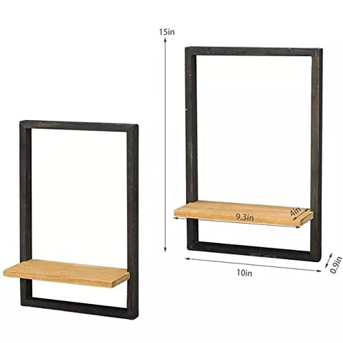 Anasay Decor Enterprise Wall Decor for Bedroom Wooden Frame Shelves Set of 2