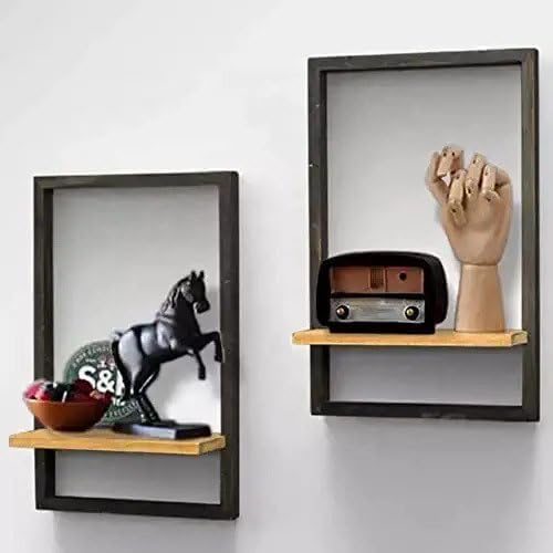 Anasay Decor Enterprise Wall Decor for Bedroom Wooden Frame Shelves Set of 2