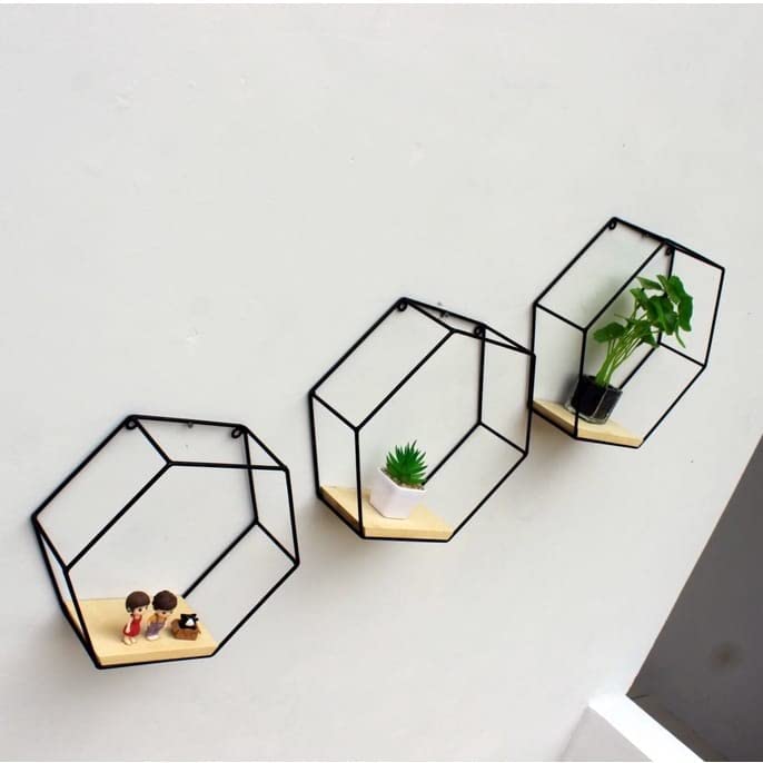 Anasay Wall Hanging Planter Stand Indoor Outdoor Living Room Decoration Metal Frame Black
