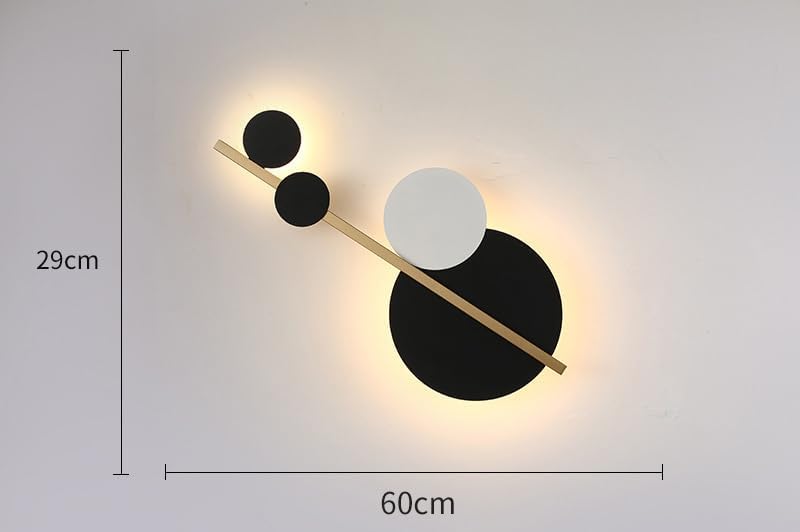 Anasay | LED Round Wall Art Lamp – Modern Black & Gold Accent Light with Warm White Glow