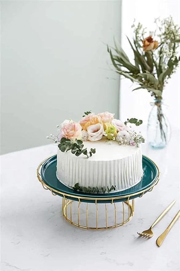 Modern Round Cake Stand, Black & Gold, Metal Dessert Display for Party & Wedding Decoration