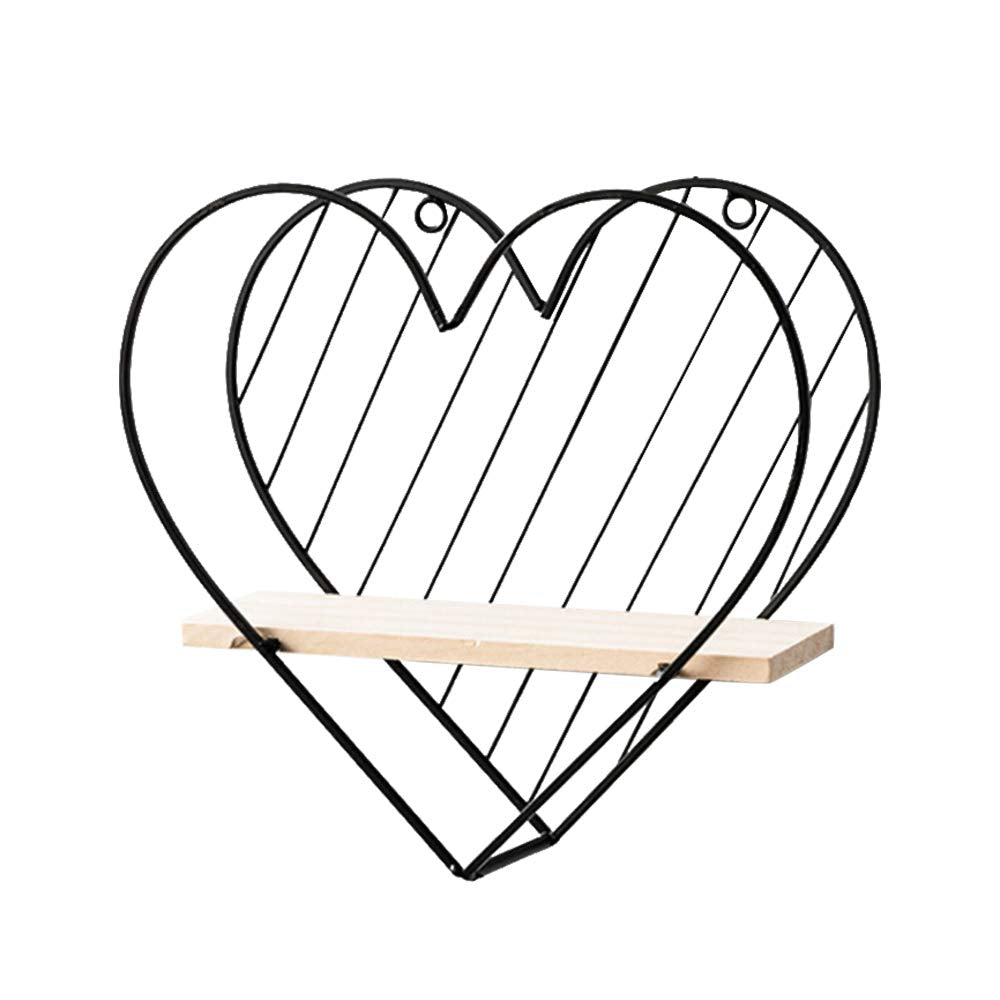 Anasay Floating Shelves Metal Wire Heart Shape Design Wall Mounted Display Shelves Wall Decor Storage Frame Display Shelving
