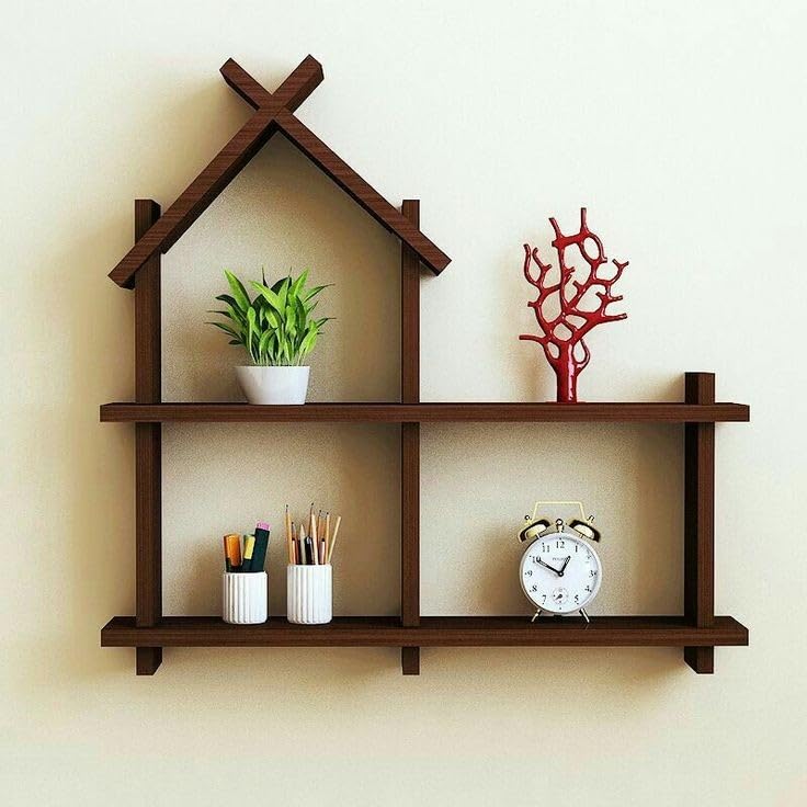 Anasay Wall Shelf, Home Décor Office Decore Shleves,Wooden Display Rack (Brown)