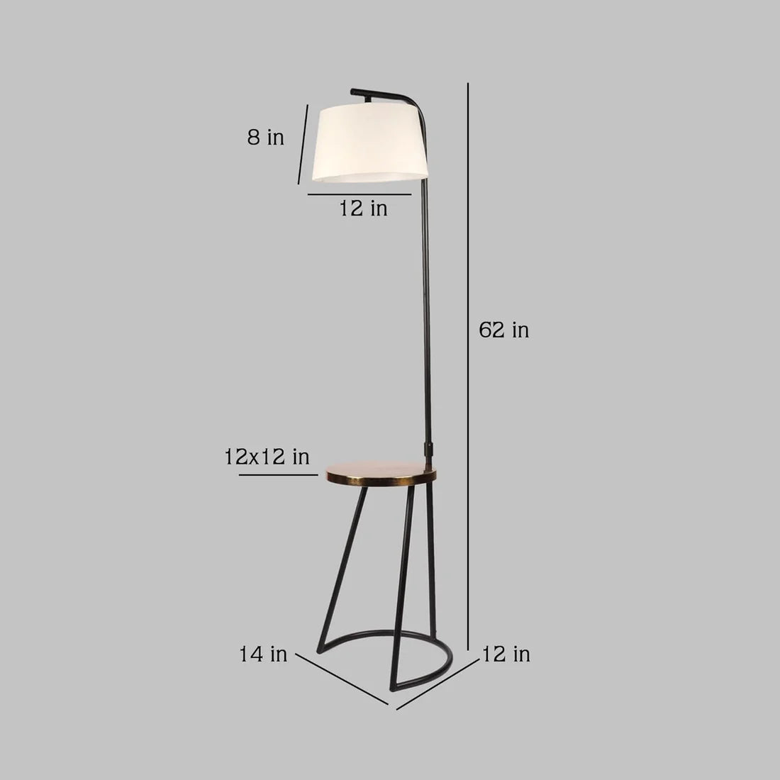 Contemporary Metallic Floor Lamp with Table