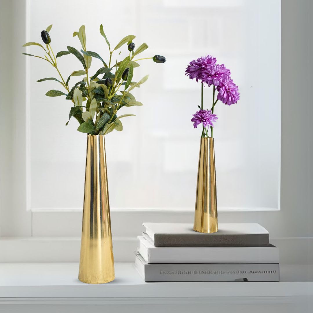 QC Anasay Metal Flower Vase for Decoration set of 2