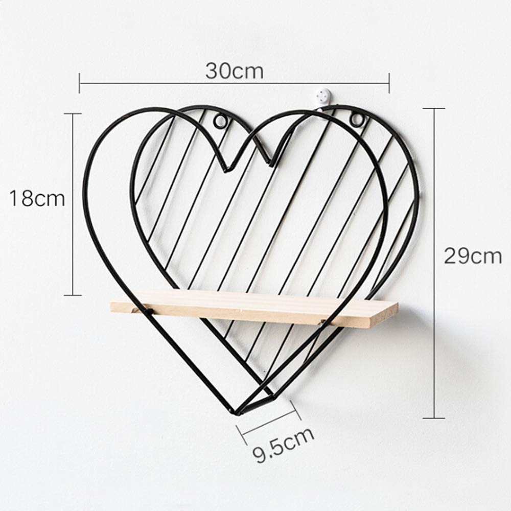 Anasay Floating Shelves Metal Wire Heart Shape Design Wall Mounted Display Shelves Wall Decor Storage Frame Display Shelving