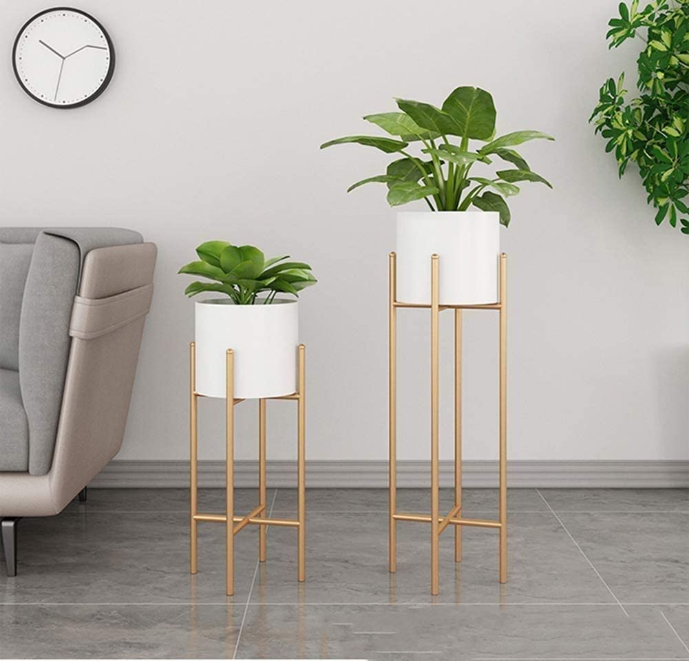 plant stand white pot Modern Metal Floor Flower Stands Planter Stand with Planter Pot -Set o – Anasay