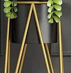 Modern Metal Floor Flower Stands Stand with Planter Set of-2 (Black)