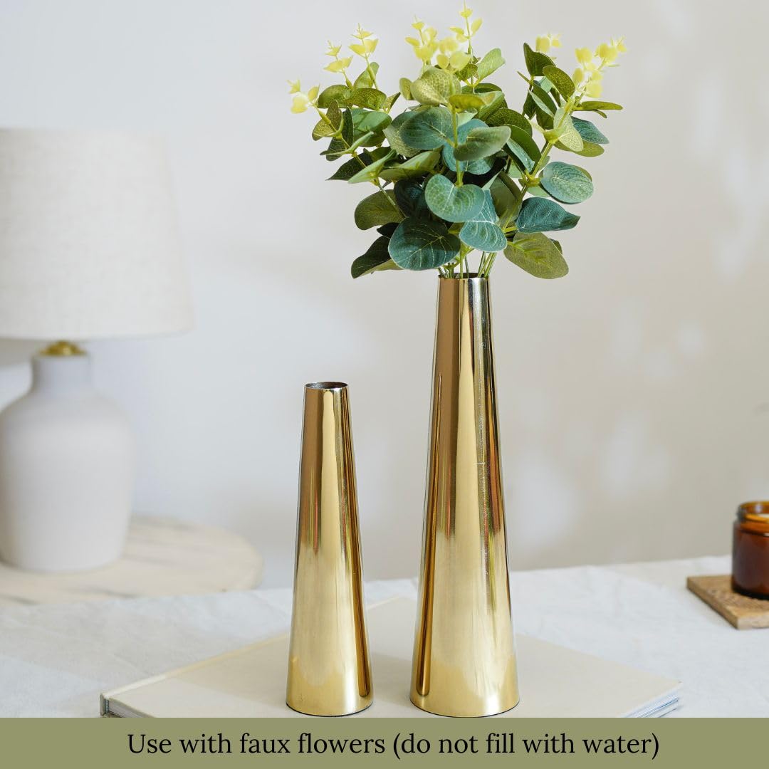 QC Anasay Metal Flower Vase for Decoration set of 2
