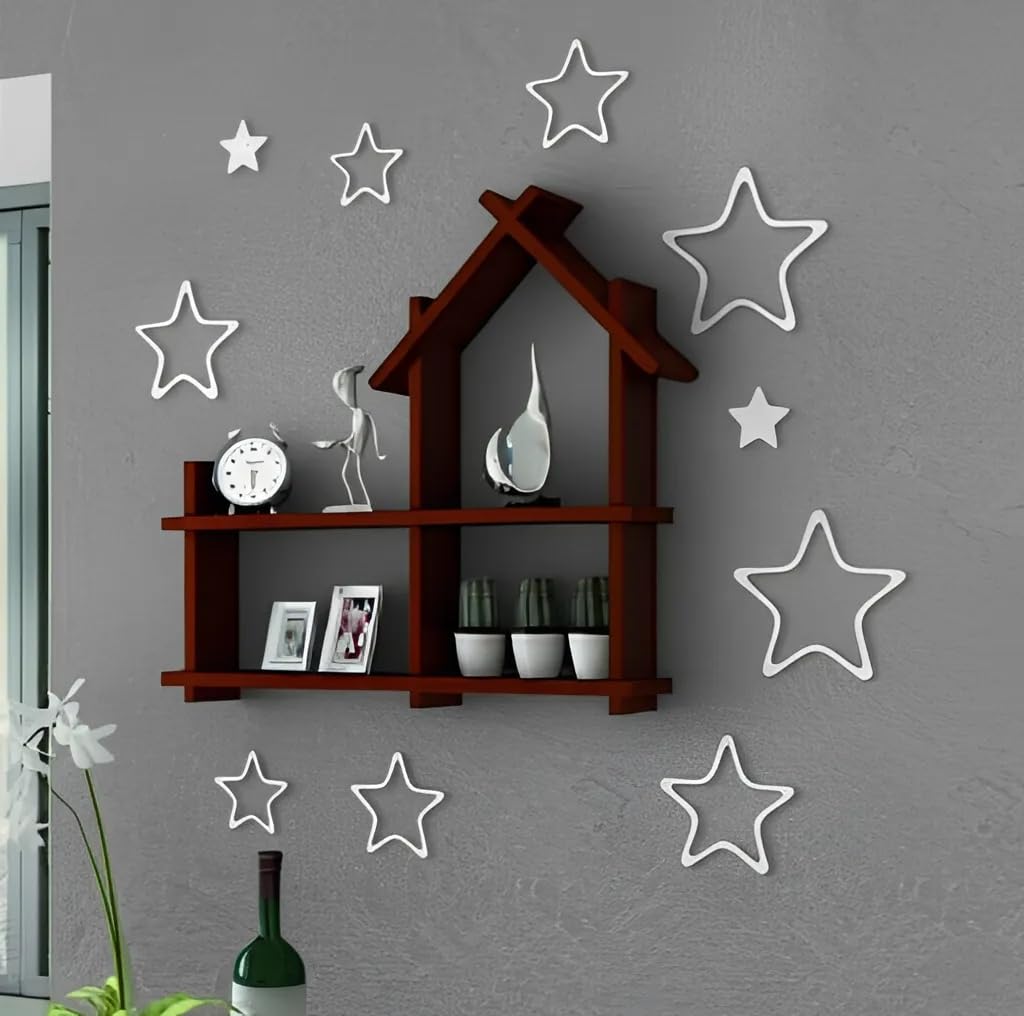 Anasay Wall Shelf, Home Décor Office Decore Shleves,Wooden Display Rack (Brown)
