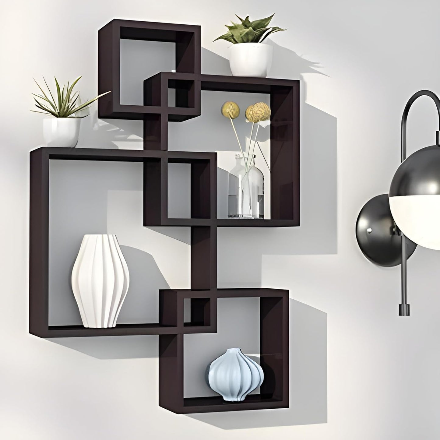 QC Anasay Solid Wood Floating Wall Shelf Set Of 4