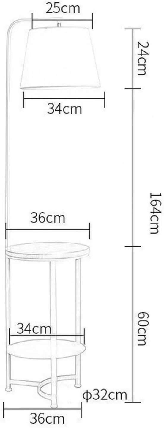 End Table with Lamp, Home Iron Floor Lamp, Floor Lamp with Storage Shelves