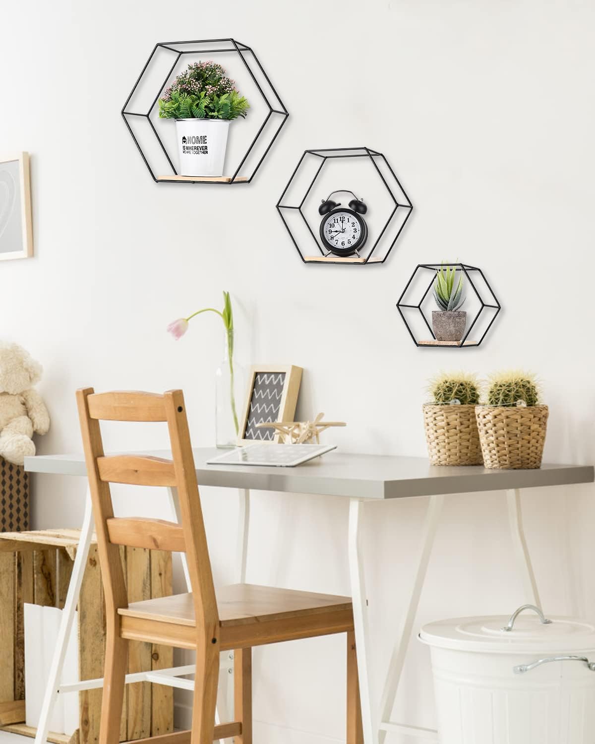 Anasay Hexagonal Wall Shelves, Storage Rack, Frame, Decoration, Wall Corner, Metal Shelf, Hexagonal Wall Shelf,