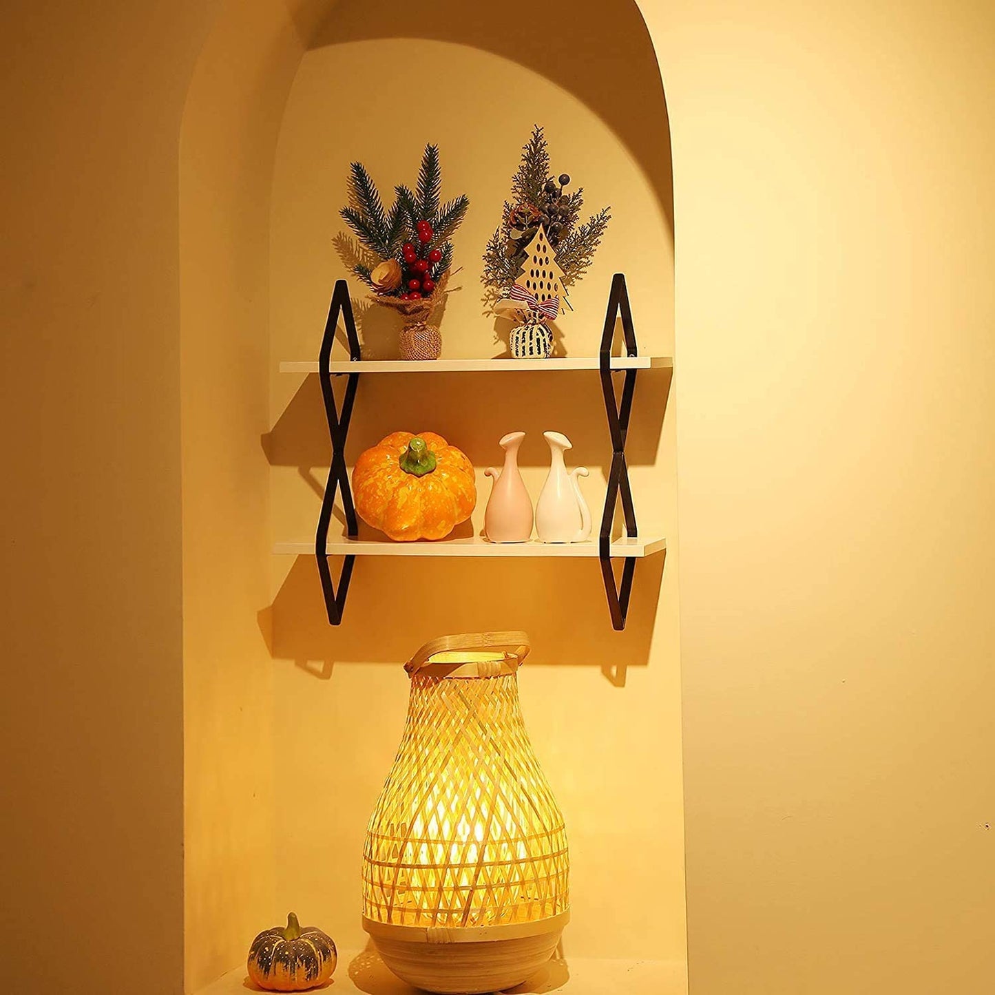 Anasay Modern White Wooden Shelves for Bathroom or Living Room