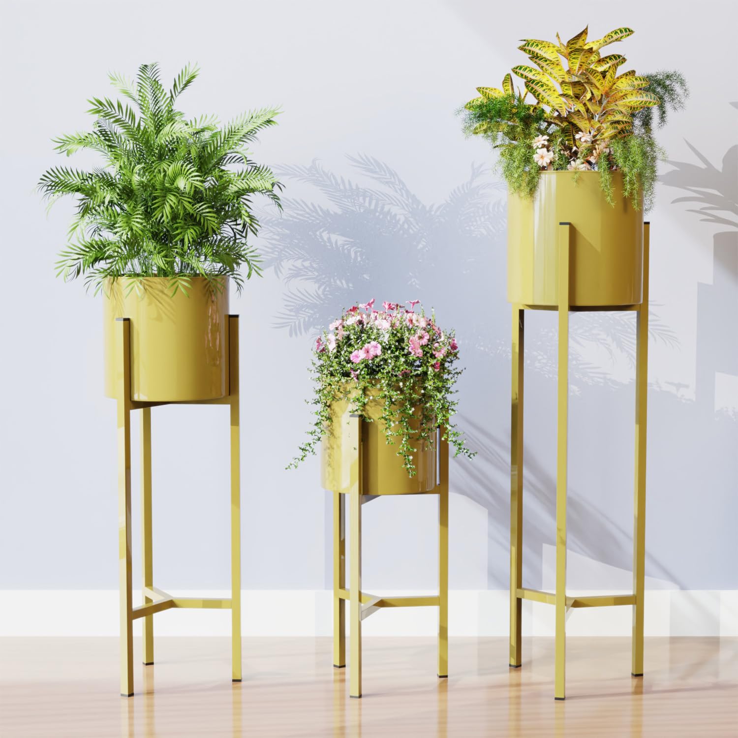 gold indoor plant stand ANASAY Modern Gold Metal Plant Stand Set of 3 – Anasay