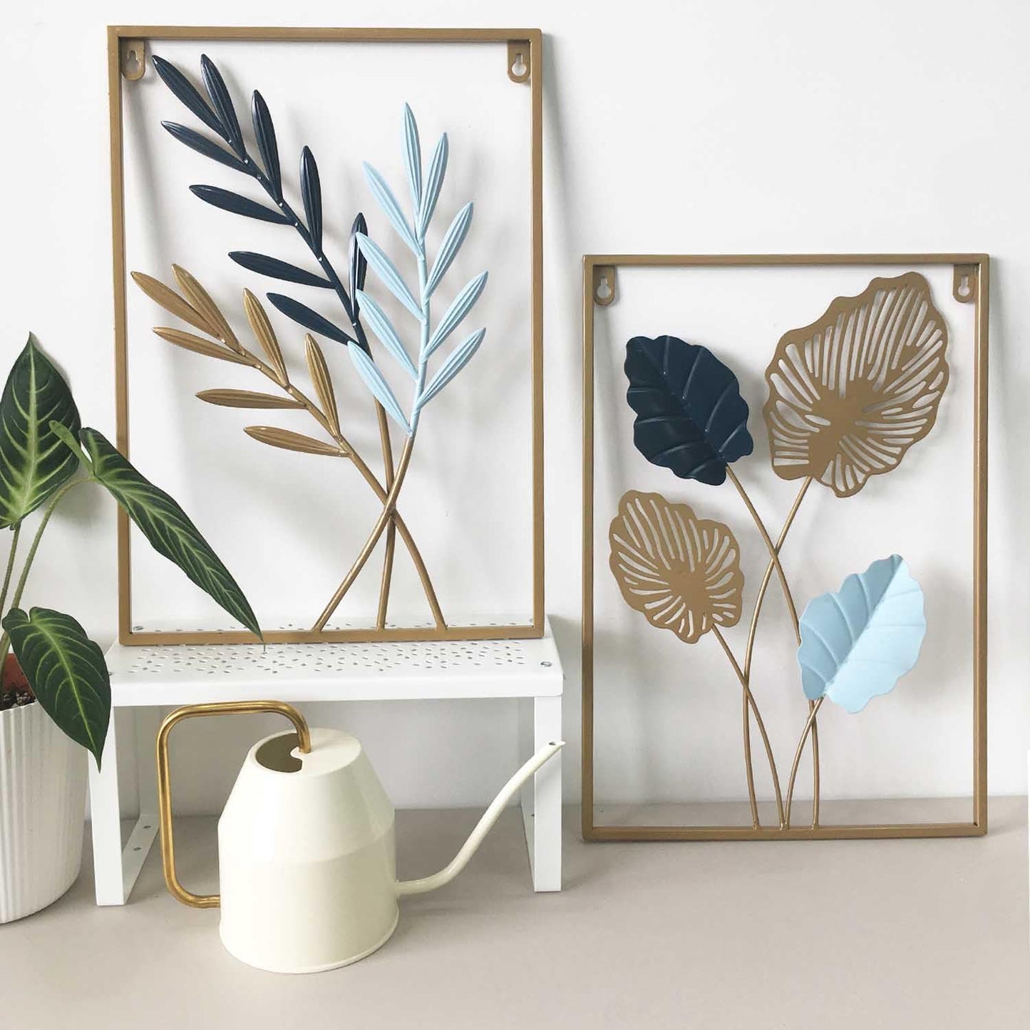 Anasay Sinixinato Nature Leaf Metal Wall Art – Modern 2-Piece Set for Living Room & Home Office