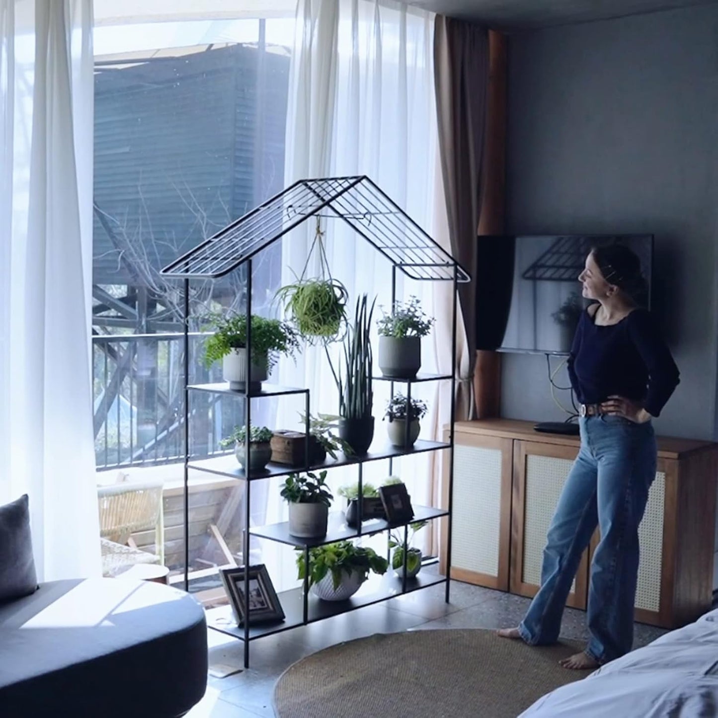 Anasay Metal Plant Stand Indoor Outdoor, Plant Shelf, Spampur 16 Potted Tall Plant Stands for Indoor Plants Multiple, Large Flower Pots Corner Plant Holder, 4 Tiered