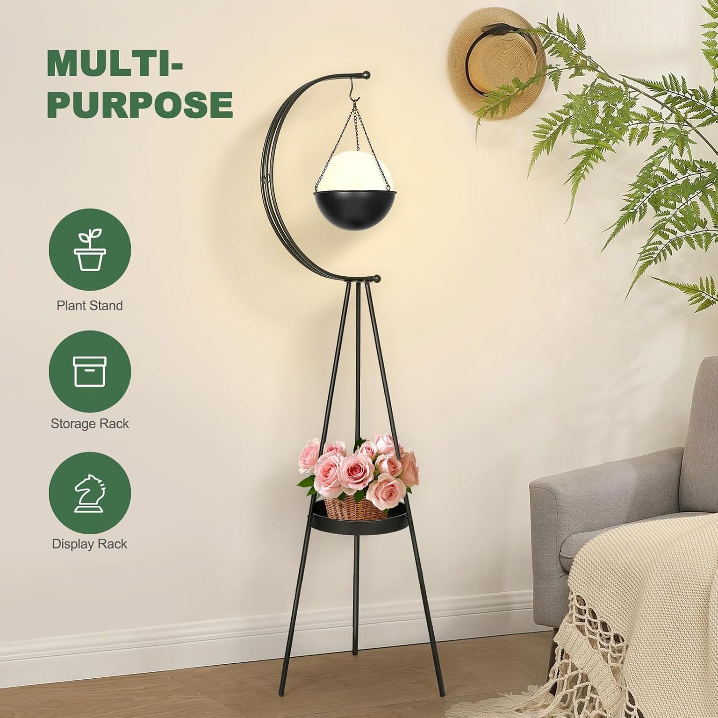 Modern Metal Moon Flower Stands