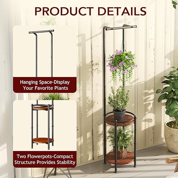 Anasay Plant Stands Plant Stand for Balcony Rust Proof Metal Plant Stand for Living Room