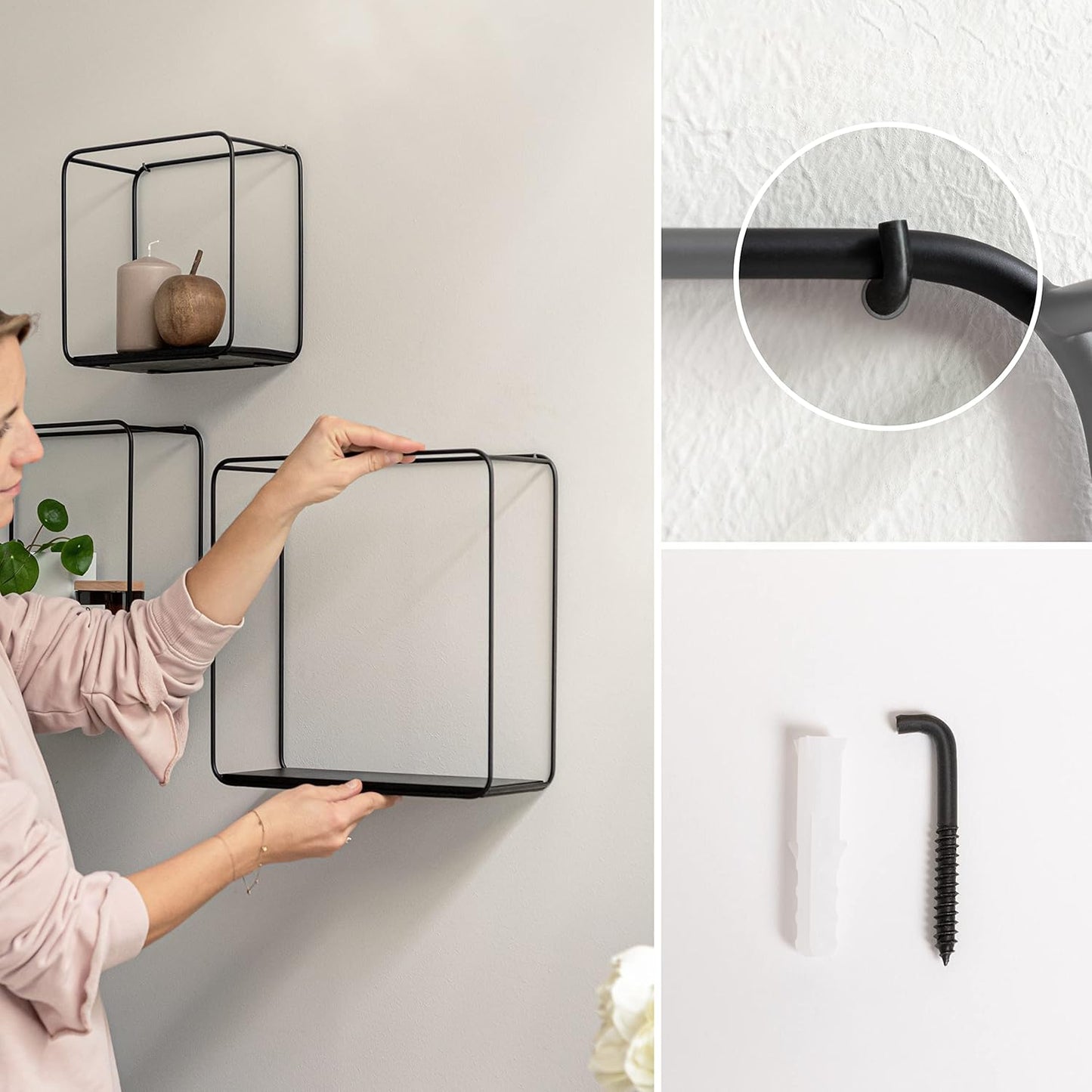 Anasay Wall Shelf Set, 3-Piece Hanging Shelf Wall Decoration and Shelf for Bathroom,