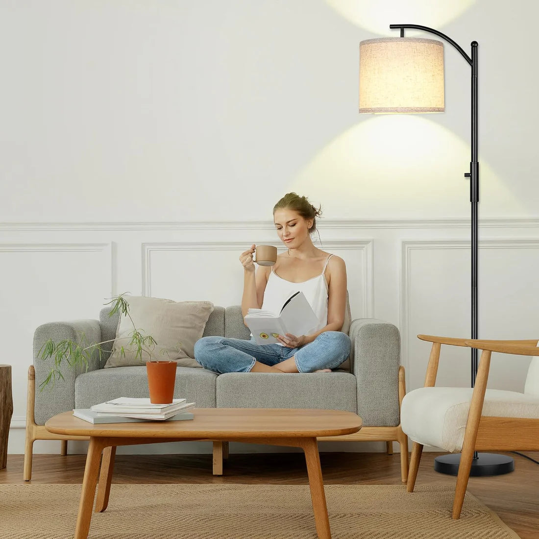 Dimmable Floor Lamp, Arc Floor Lamps for Living Room, Stepless Dimming Modern