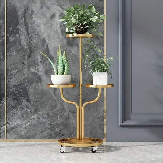 Metal Plant Stand with Wheels Modern Decoration Plant