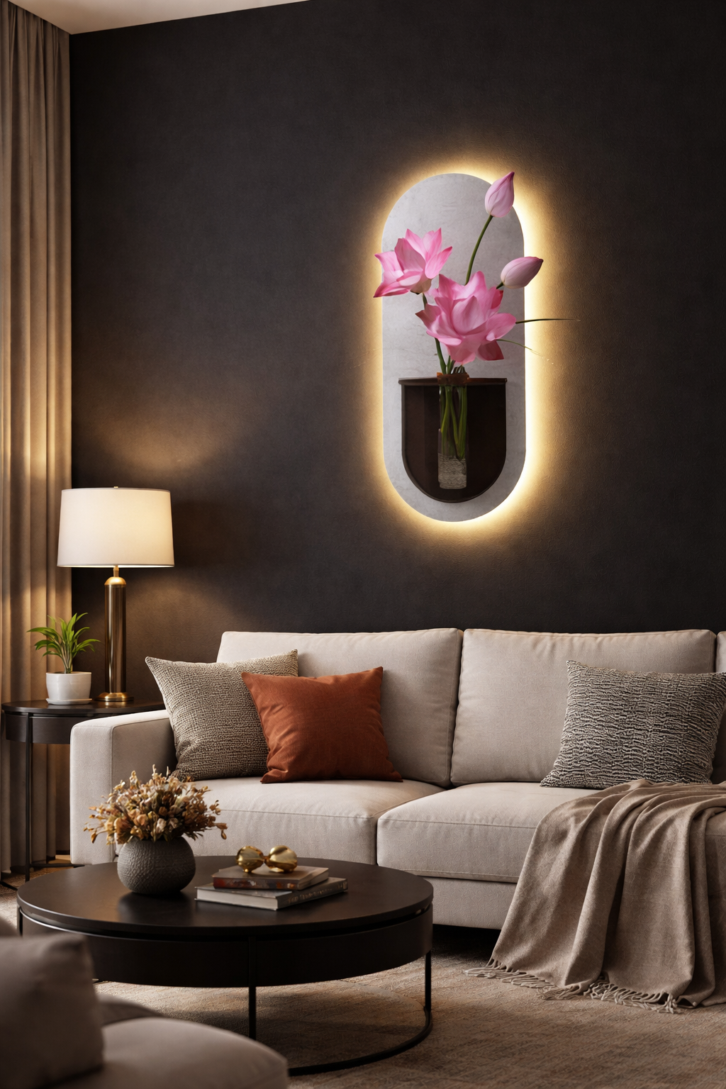 Anasay Luxury Wall Vase Decor with Floral Arrangement