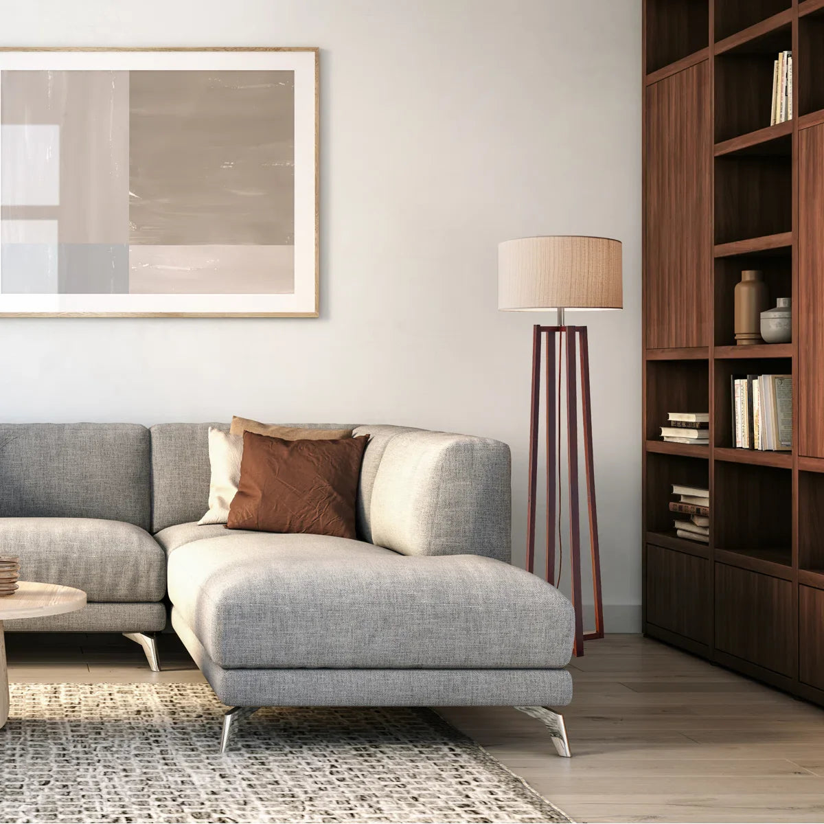 Walnut Birch Traditional Wooden Floor Lamp