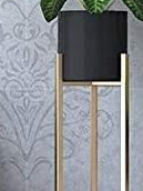 Modern Metal Floor Flower Stands Planter Stand with Planter Pot -Set of 3 black)