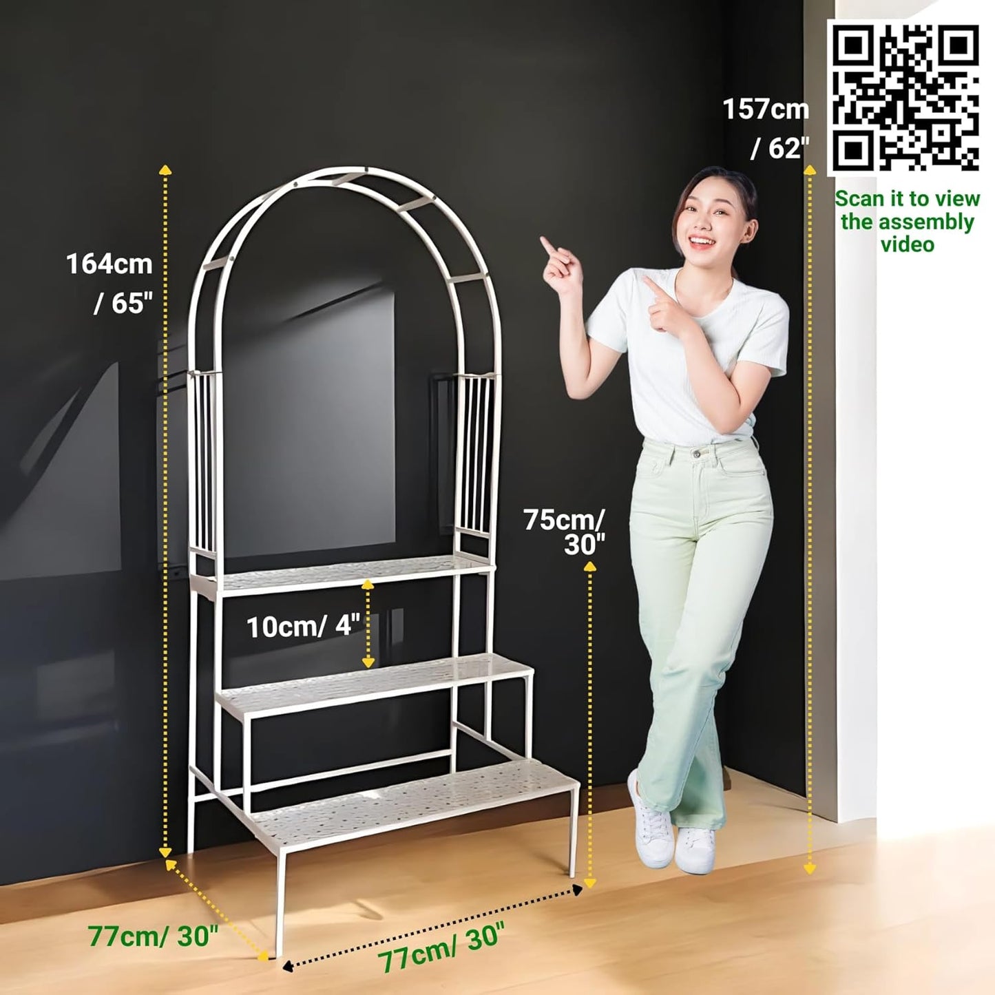 3 Tier Metal Plant Stand with Arch – Indoor & Outdoor Plant Rack