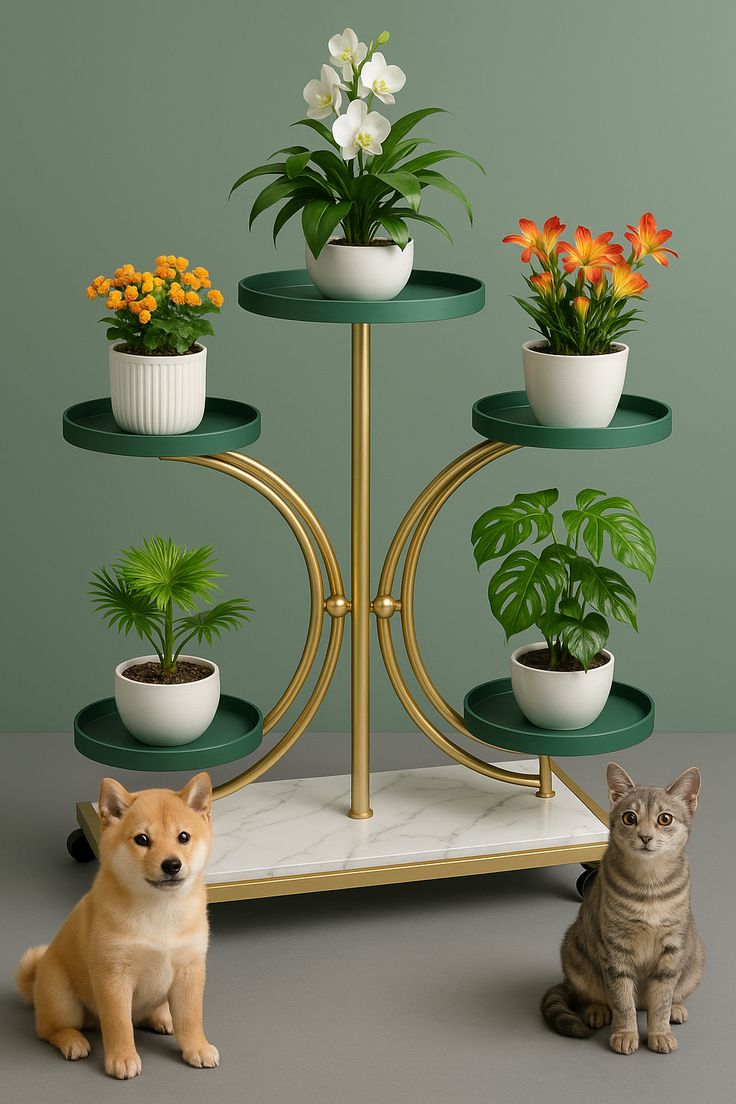 Modern Metal Moon Flower Stands