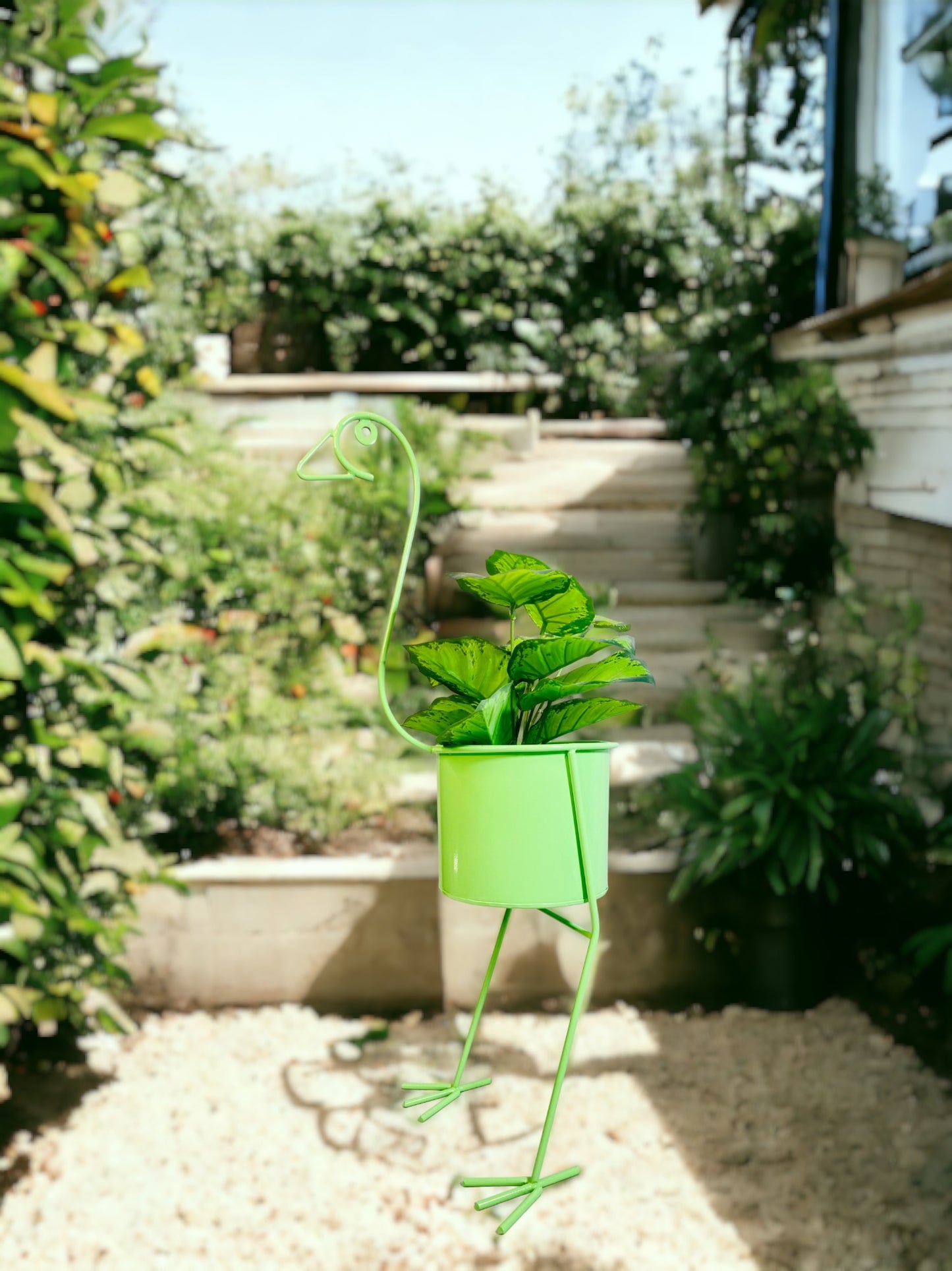 Modern Metal peacock Flower Stands Planter Stand with Planter Green Color
