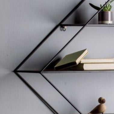 Anasay DDecorware Modern Iron Square Shaped Shelf , Shelves- 3 Iron Wall Shelf (Number of Shelves - 3, Black)