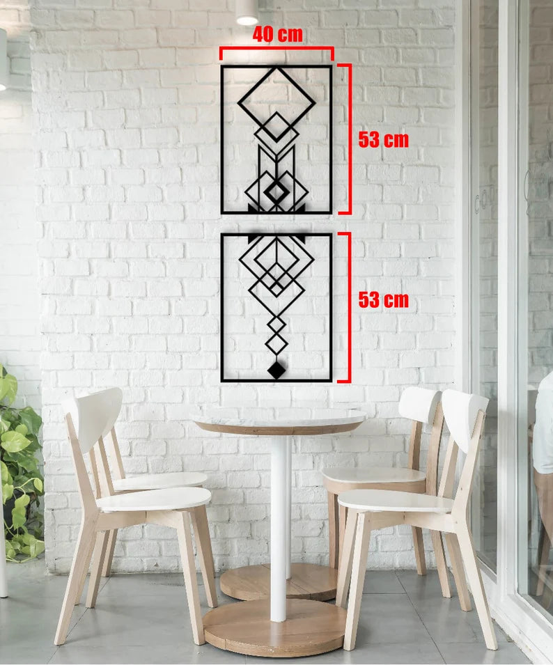 Anasay Extra Large Geometric Metal Wall Art – 2-Piece Colorful Modern Decor in Gold, Silver, Copper & Black