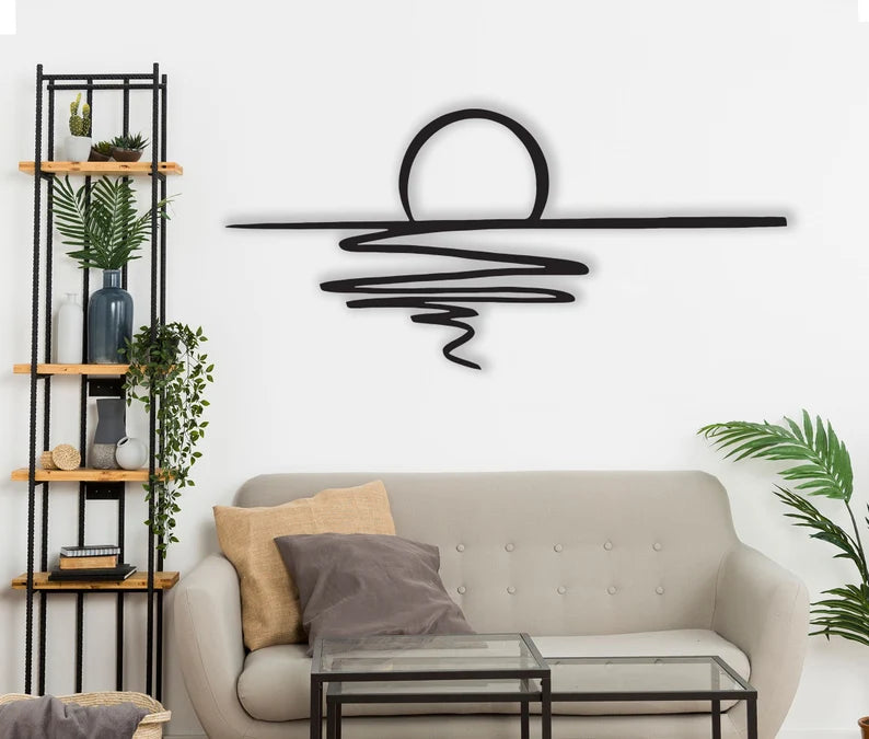 Anasay Sun Sparkle Geometric Metal Wall Art – Wire Sunrise Decor for Modern Homes & Gifting