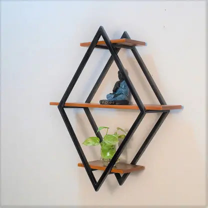Anasay decorwithvastu Square Wood and Metal Floating Wall Shelf for Living Room, Bedroom, Office Wooden, Iron Wall Shelf