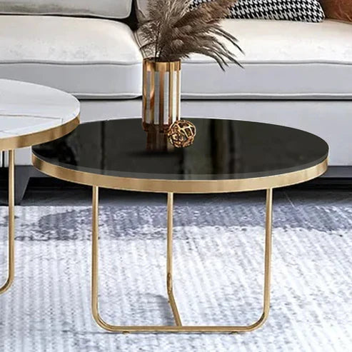 Anasay Cisco White & Black Marble-Finish Wooden Top Nesting Table Set of 2