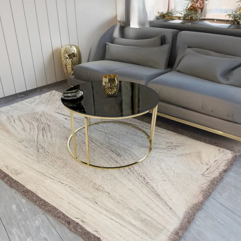 Anasay Black Matte Marble-Finish Wooden Top Center Table