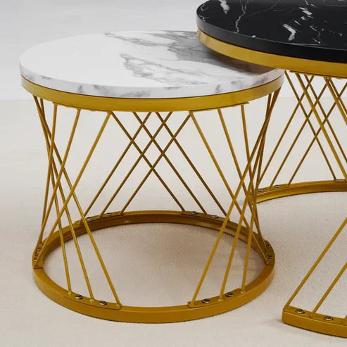 Anasay Minimalist Marble-Finish Wooden Top Nesting Coffee Table Set