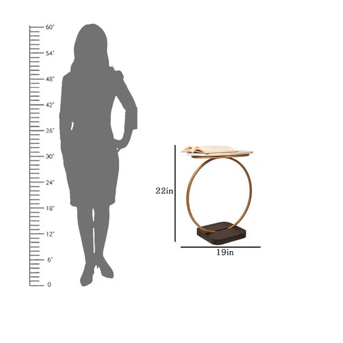 Anasay Golden Halo Marble-Finish Wooden Top Side Table – Premium Classic Design