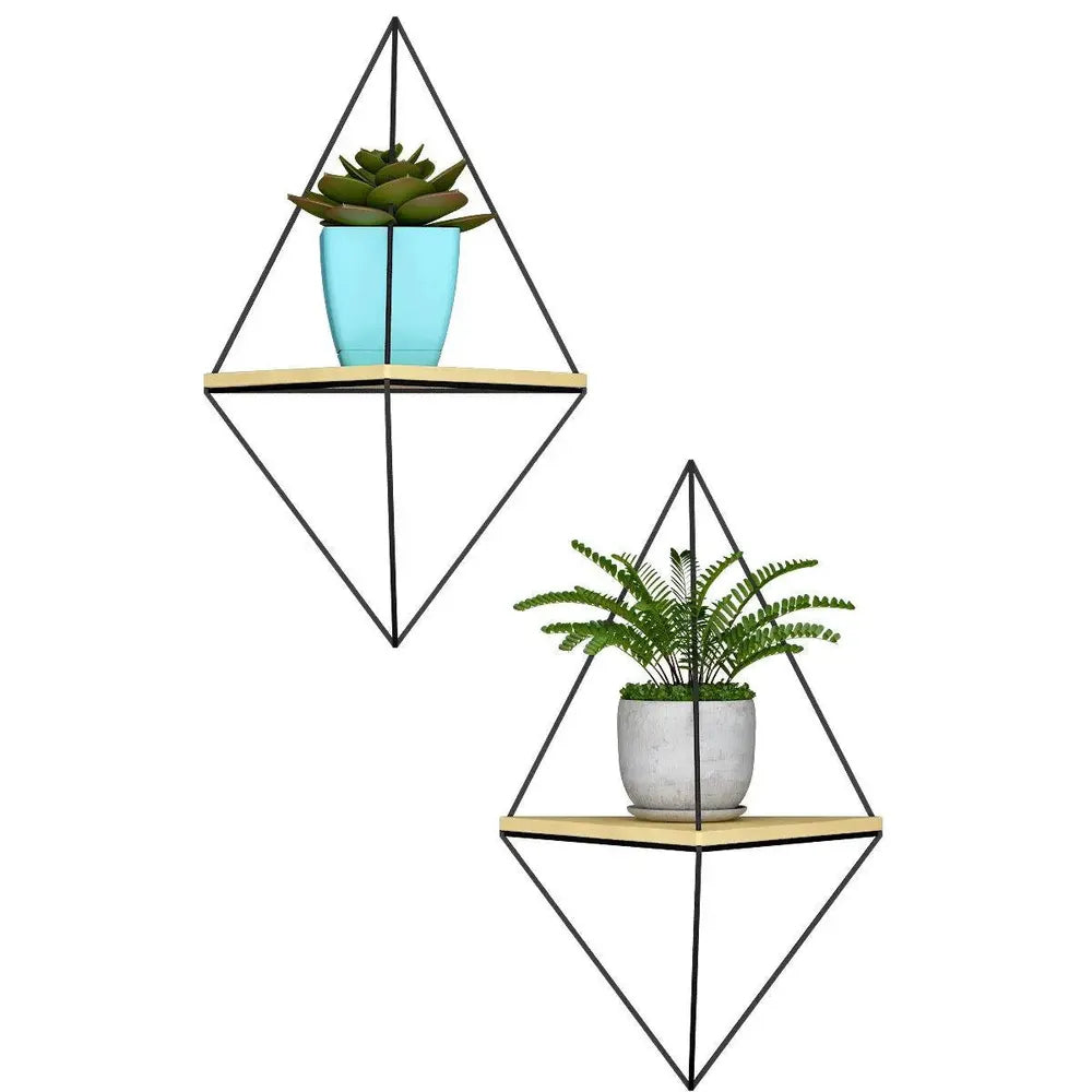 Anasay Designer Diamond Shape Iron Wall Shelves Set of 2