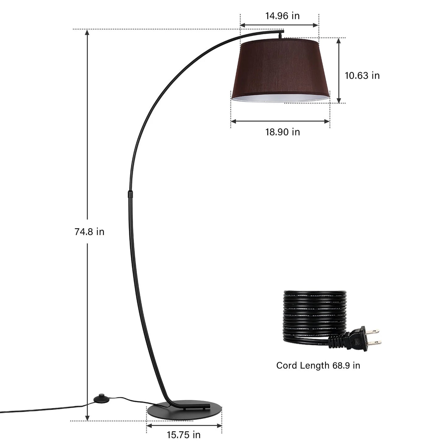 Anasay Modern Arc Floor Lamp – Tall Hanging Lamp for Living Room & Bedroom