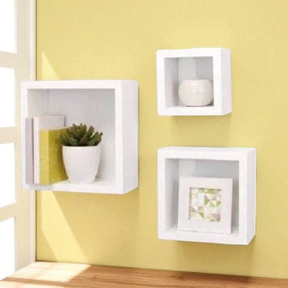 Anasay Wooden Wall Shelf Set of 3 White