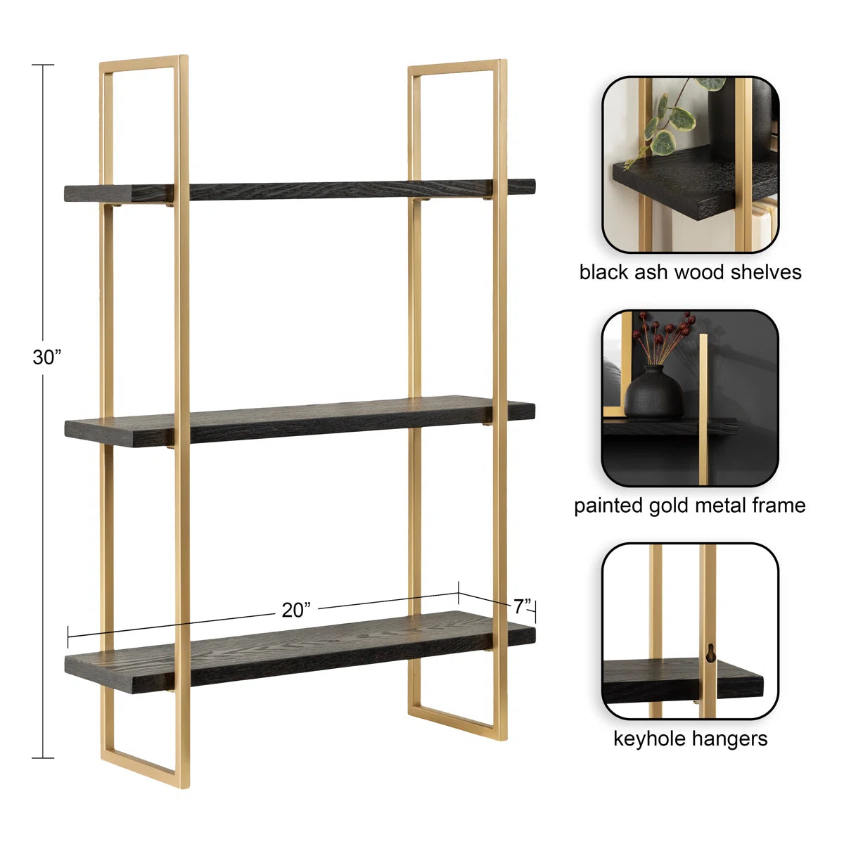 QC Anasay Solid Wood Tiered Shelf