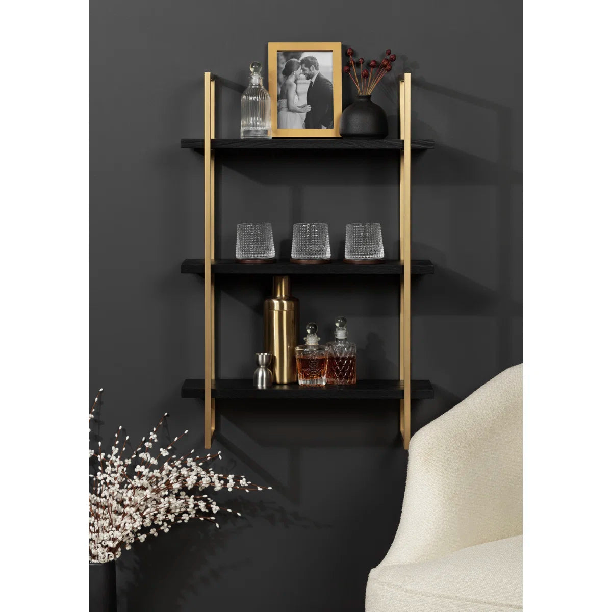 QC Anasay Solid Wood Tiered Shelf