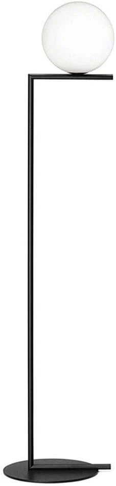 Modern Luxury Brass Floor Lamp with White Glass Shade – Black