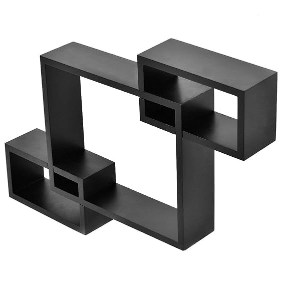 Anasay Decorative Wall Shelf for Living Room Set of 3 (Black)
