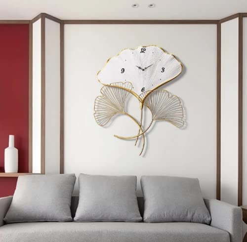 Infinity Lines Int 3D Leaf Petel Shaped Decorative Metal Wall Analogue Clock Watch For Living Room, Bedroom, White