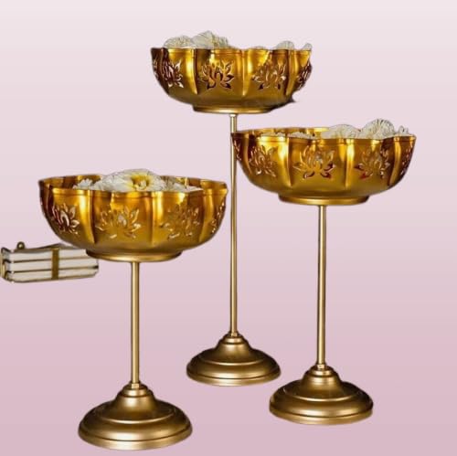 Urli Bowl Stand for Home Decor (Pack of 3- Gold)